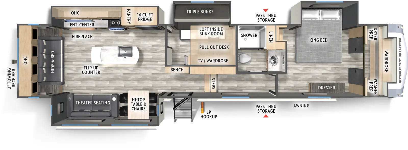 Wildcat Fifth Wheels 36MB Floorplan